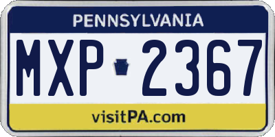 PA license plate MXP2367