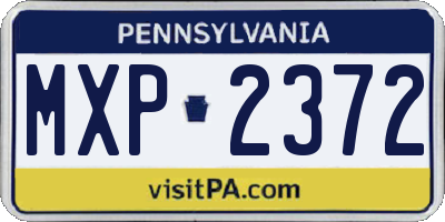 PA license plate MXP2372