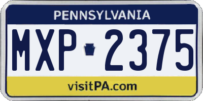 PA license plate MXP2375