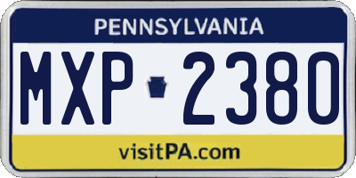 PA license plate MXP2380