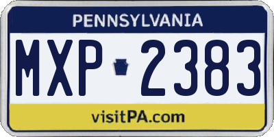 PA license plate MXP2383