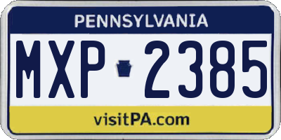 PA license plate MXP2385