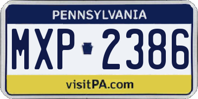 PA license plate MXP2386