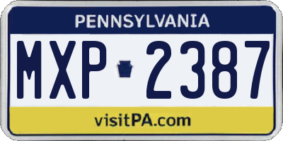 PA license plate MXP2387