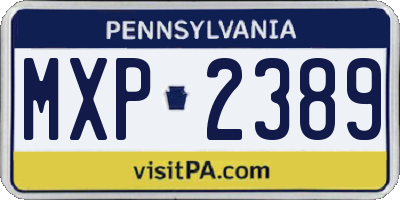 PA license plate MXP2389