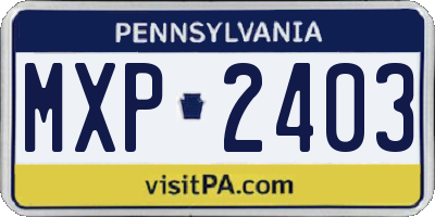 PA license plate MXP2403
