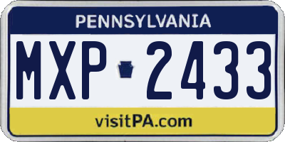 PA license plate MXP2433