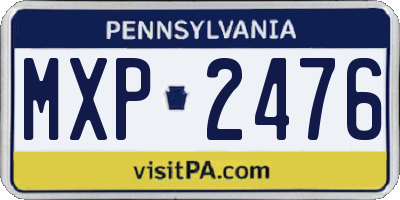 PA license plate MXP2476