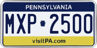 PA license plate MXP2500