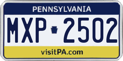 PA license plate MXP2502