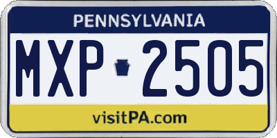 PA license plate MXP2505