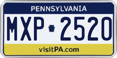 PA license plate MXP2520