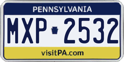 PA license plate MXP2532