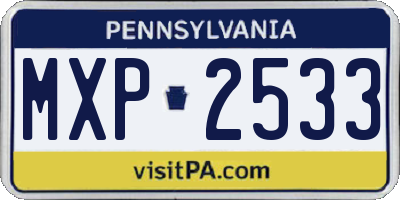 PA license plate MXP2533