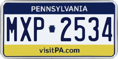 PA license plate MXP2534