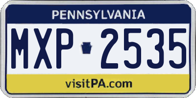 PA license plate MXP2535