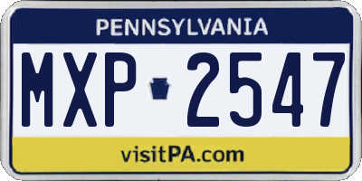 PA license plate MXP2547
