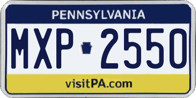 PA license plate MXP2550