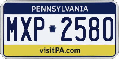 PA license plate MXP2580
