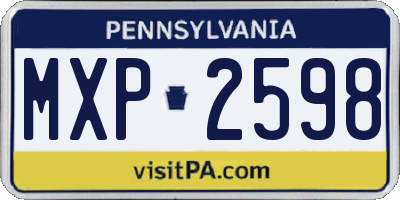 PA license plate MXP2598
