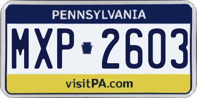 PA license plate MXP2603
