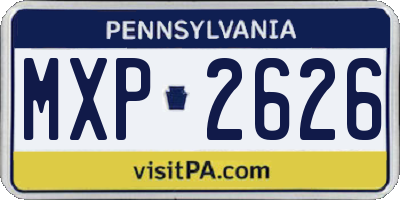PA license plate MXP2626