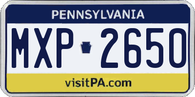 PA license plate MXP2650