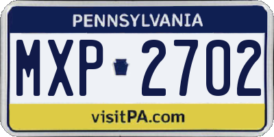 PA license plate MXP2702