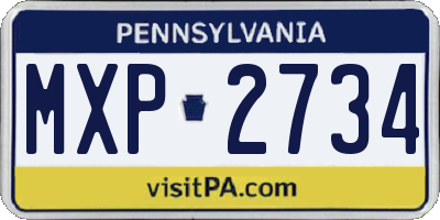 PA license plate MXP2734