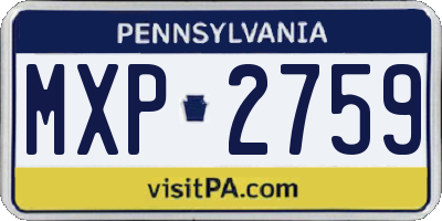 PA license plate MXP2759