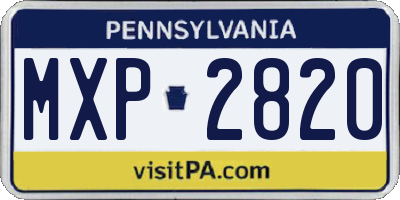 PA license plate MXP2820