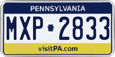 PA license plate MXP2833