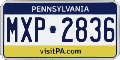 PA license plate MXP2836