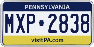 PA license plate MXP2838