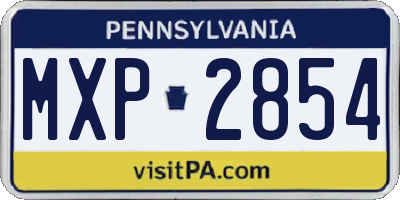 PA license plate MXP2854