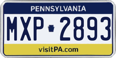 PA license plate MXP2893