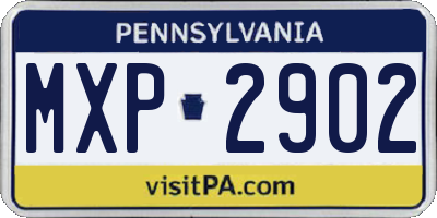 PA license plate MXP2902