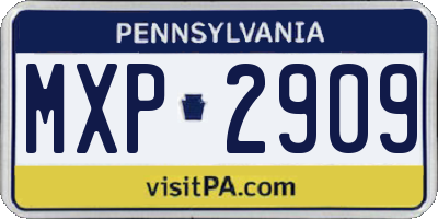 PA license plate MXP2909