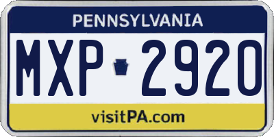 PA license plate MXP2920