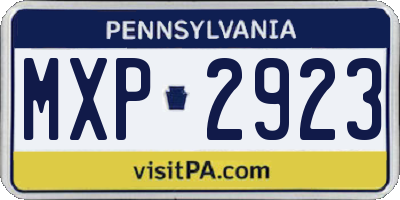 PA license plate MXP2923