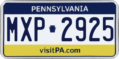 PA license plate MXP2925