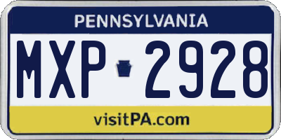PA license plate MXP2928
