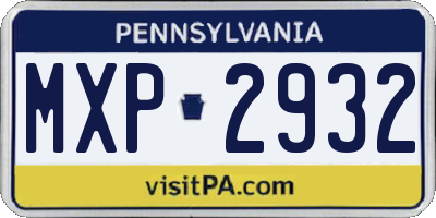 PA license plate MXP2932