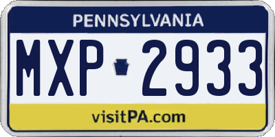 PA license plate MXP2933