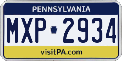 PA license plate MXP2934
