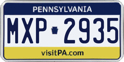 PA license plate MXP2935