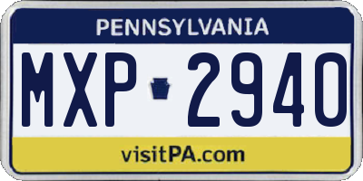 PA license plate MXP2940
