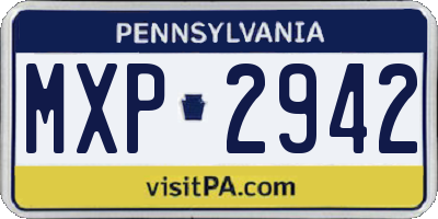 PA license plate MXP2942