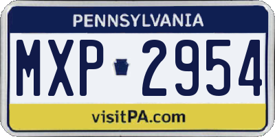 PA license plate MXP2954