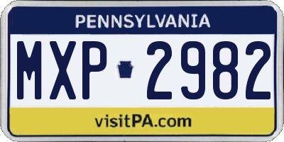 PA license plate MXP2982